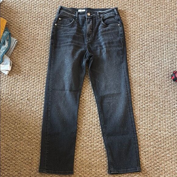 Pilcro Black Straight Jeans Bedazzled Style - Picture 1 of 10